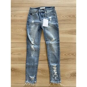 KanCan Distressed denim jeans size 3/25 women's ins 27" RN#144635